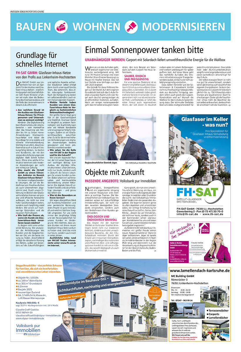 Die FH-SAT GmbH aus Linkenheim hat sich als Spezialist für den Ausbau von Glasfaser-Inhaus-Netzen etabliert. Geschäftsführer Frank Hinderer erläutert die Bedeutung des Glasfaserausbaus und die Grundlagen für schnelles Internet.
